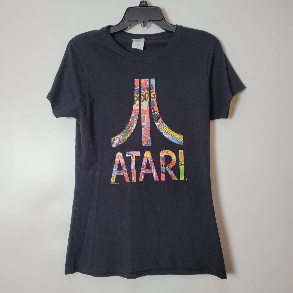 Vintage-Inspired Atari Logo Graphic T-Shirt By Port & Company M Black 100% Cotto